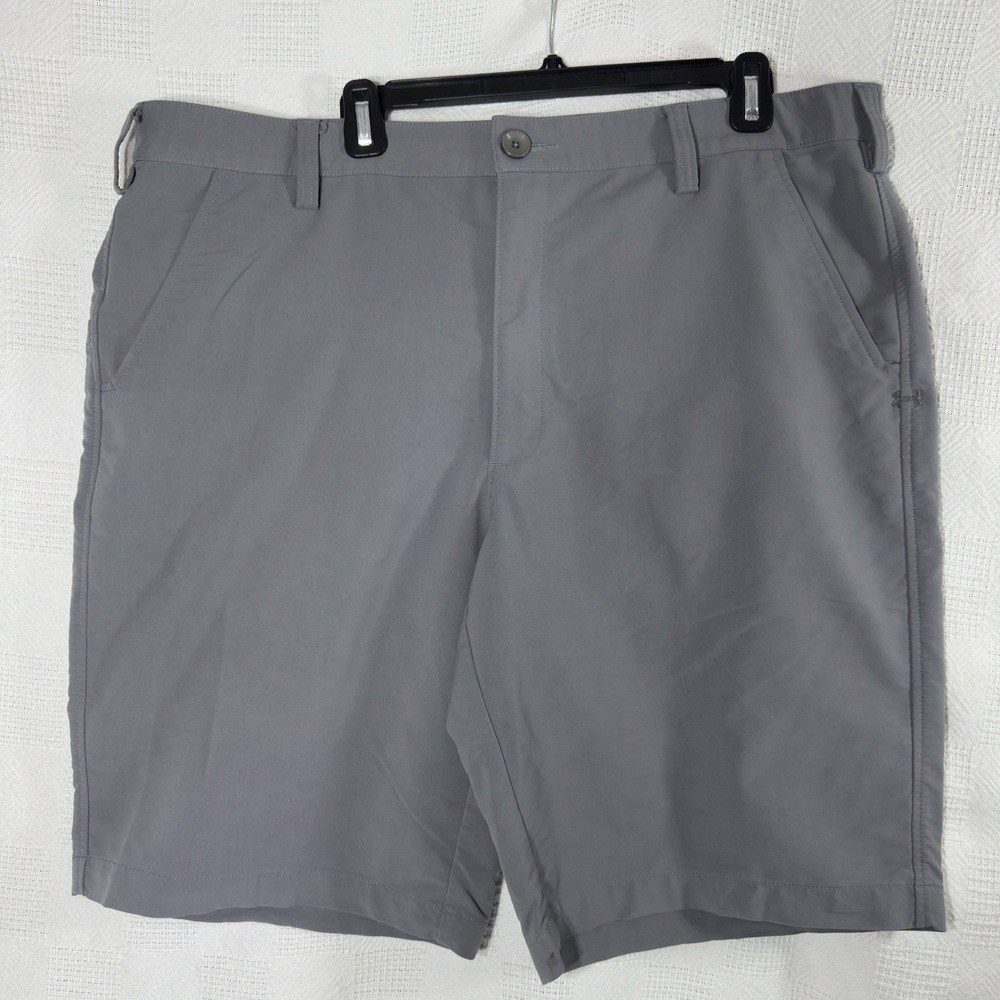 Under Armour Golf Chino Shorts Men's 40 Gray Loose Fit Preppy Elastic Band